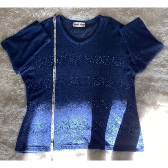 Cathy Daniels SZ 1X Woman’s Beautiful Blue Sweater With Embellishments - Picture 9 of 10